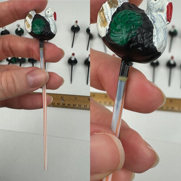 Vintage Thanksgiving Fall Autumn Plastic Turkey Cupcake Cake Toppers Hollow READ - Picture 5 of 15